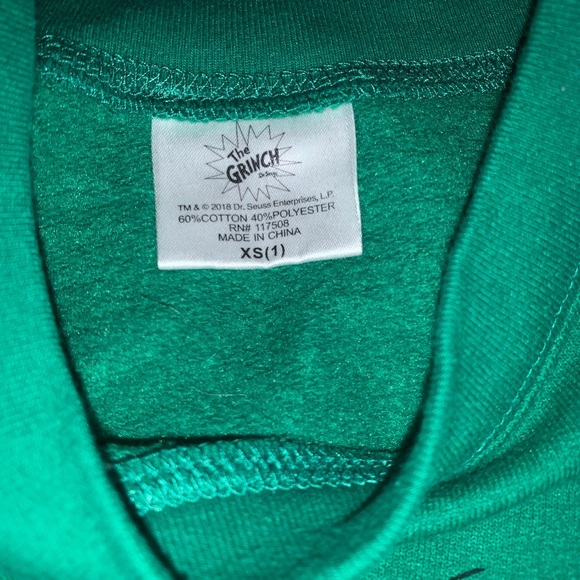 Dr. Seuss How the Grinch Stole Christmas Sweatshirt Green Juniors XS 1 - Picture 4 of 7